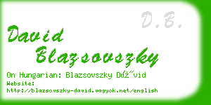 david blazsovszky business card